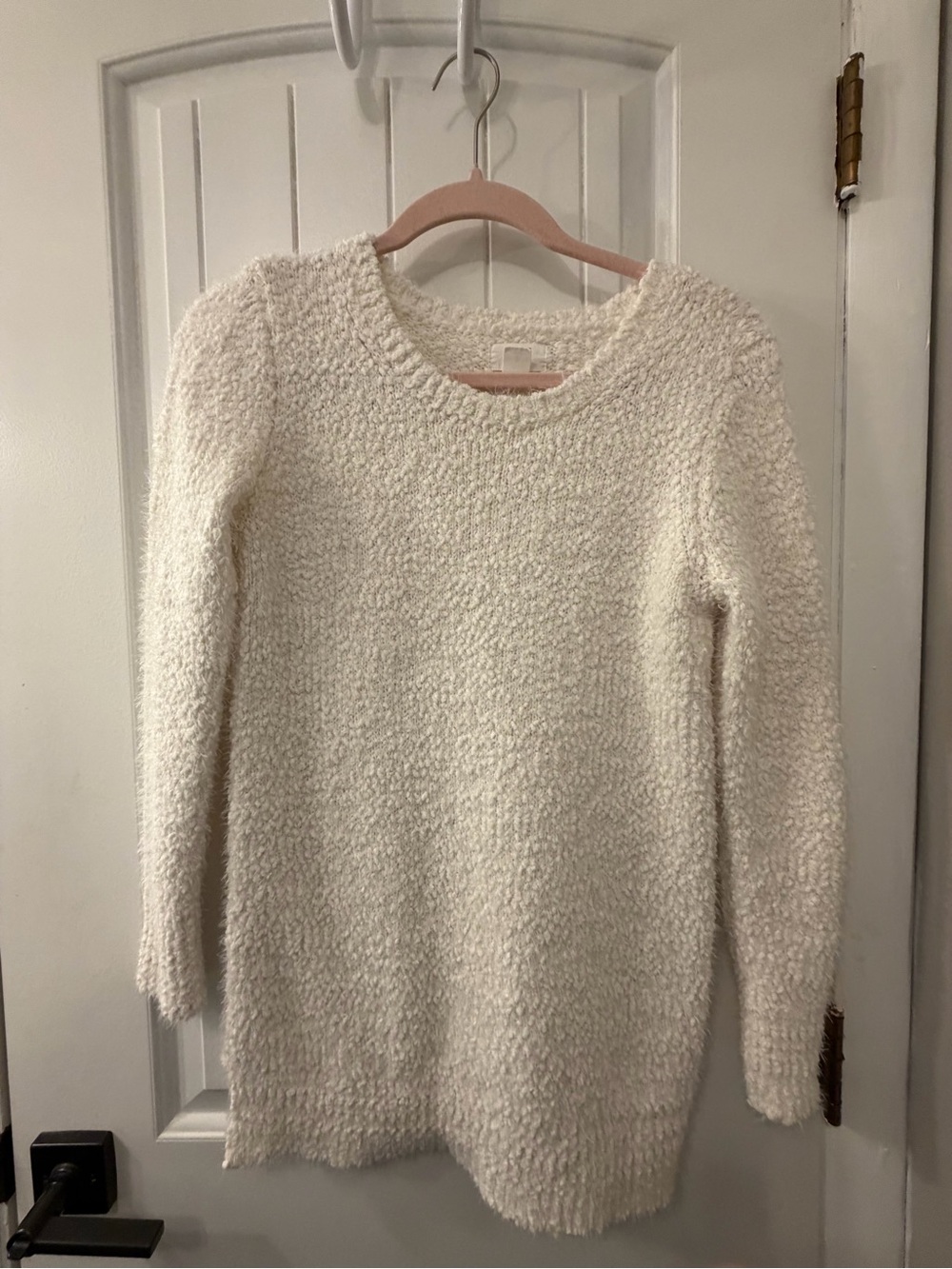 LOFT Cream Bouclé Crewneck Sweater